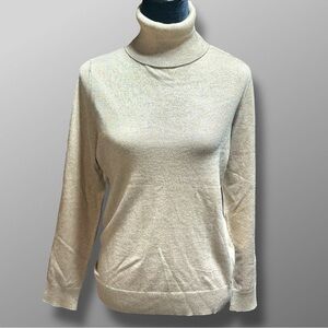 NWT Calvin Klein Women’s Gold Metallic Turtleneck Sweater Size L Shimmer Knit